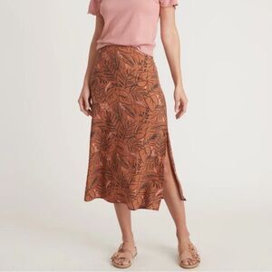 Marine Layer Womens Skirt Brown Ryan Midi Slip Sierra Foliage Tropical Boho 10